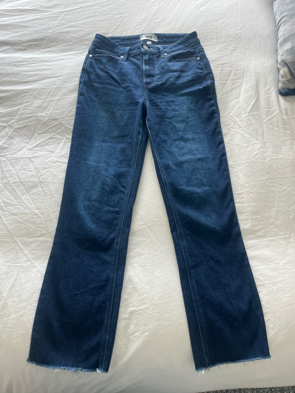 PAIGE Deep Indigo Cropped Straight Jeans
